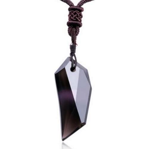 Natural Ice Obsidian Wolf Tooth Pendant Necklace For Women And Men Sweater Necklace With Rope Crystal Fashion Jewelry