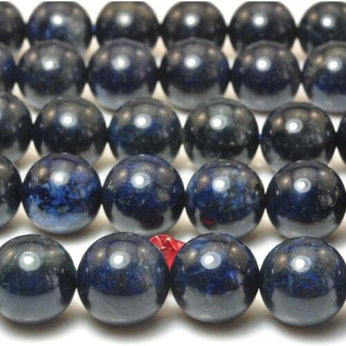 Natural Dark Blue Dumortierite Smooth Round Beads Wholesale Loose Gemstones Semi Precious Stones Jewelry Making Diy Bracelet