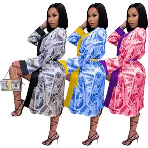 New Fashion European And American Ladies Loose Pajamas Home Service Dress Jacket Skirt Pajamas Nightgown Sleepwear