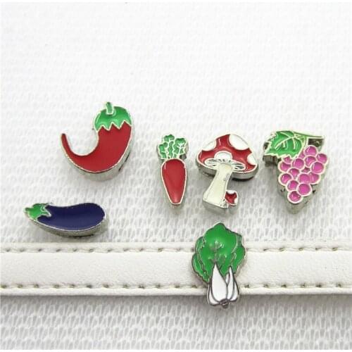 2017 New Arrive Mix Fruit Vegetable Slide Charms DIY Necklace & Bracelet Jewelry Accessories Charms wholesale 100pcs