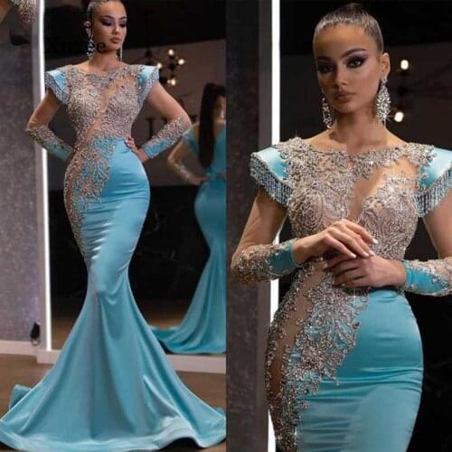 New Tassel Mesh Patchwork Mermaid Dress Elegant Woman Evening Gown Slim Printed Long Evening Dress Suitable Formal Parties Robe