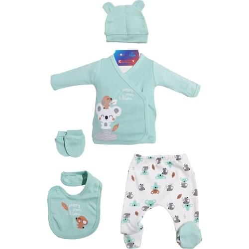 Newborn Girls Boys Baby 5 Piece Hospital Output The Zibin Set Koala 100% Cotton Baby Gift Layette Hospital Outfit Baby Set 0-3