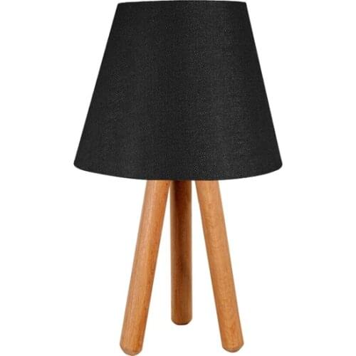 New 3 to Legged Tripod Wood Lampshade Table Lamp Black Lampshade