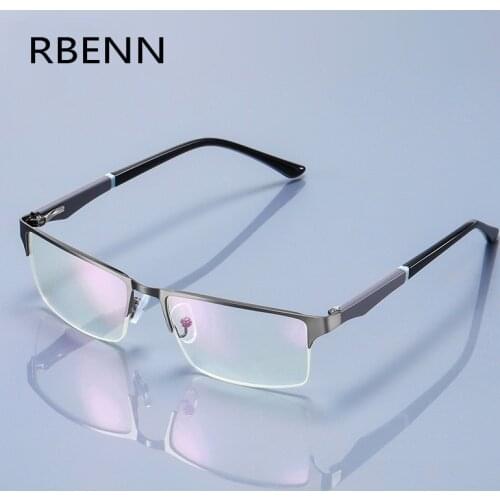 RBENN BRAND DESIGN Reading Glasses Men Anti Blue Light Half-frame Business Computer Prescription Eyeglasses +0.75 1.5 1.75 2.75