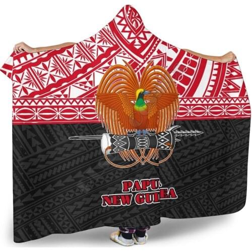 Papua New Guinea Hooded Blanket Polynesian Style 3D printed Wearable Blanket Adults Kids Various Types Hooded Blanket