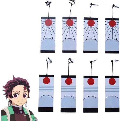 2019 Hot Anime Demon Slayer Kimetsu no Yaiba Kamado Tanjirou Cosplay Earrings Clip Stud Earrings Cosplay Props Accessories