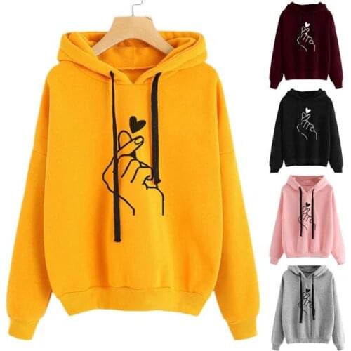 Pattern Print Hoodies Kpop Style Print Women Pullover Female Drawstring Pocket Harajuku Hooed Sweatshirt Female Winter Tops