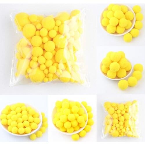 Yellow Pompom Multiple Sizes Soft Pompon Fluffy Plush Pom Poms Balls 8mm To 30mm For Wedding Party Home Decoration 100pcs 20g