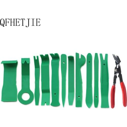 QFHETJIE 12-piece Car Interior Audio Modification Tool Set Car Navigation Panel Removal Pry Board Light Clamp Tool