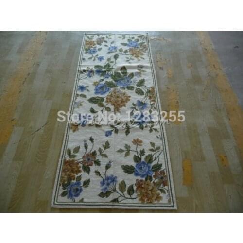 Hand-made Floral Edge For Large Needle Point Carpet Hand-stitched Wool Needle Point Carpet Knitted Antique Wool Rug Carpet
