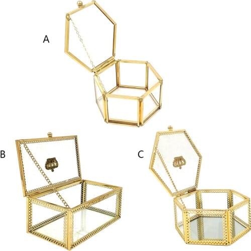 Nordic Geometric Micro- Landscape Plant Transparent Glass House Flower Room Wedding Ring Jewelry Box Home Decoration Ornaments