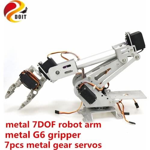 SZDOIT 7-Axis Large Metal Robotic Arm With Gripper Kit 7DOF Robot Frame Platform With 7pcs High Torque Servos DIY for Arduino