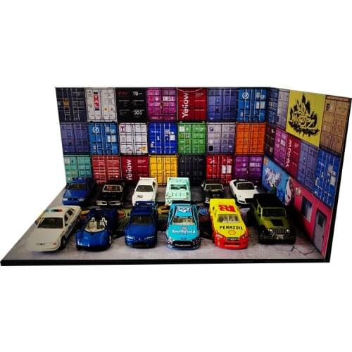 1/64 port container garage factory warehouse house building model for car vehicle toys collection parking lot scene background