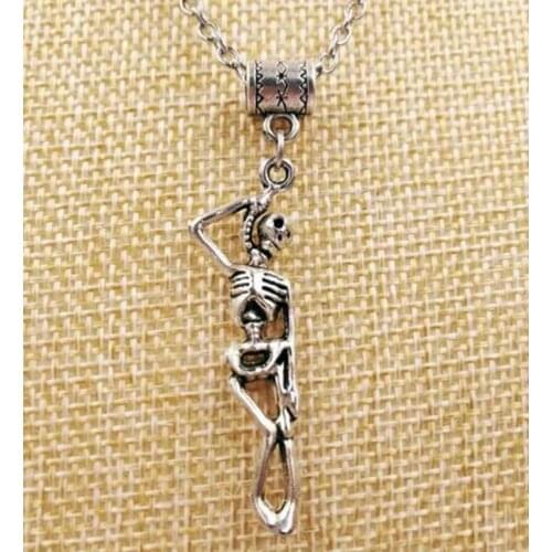 1PCS Fashion Vintage skeleton Charms Collar Sweater Chain Statement Pendant Necklace Punk Goth Jewelry