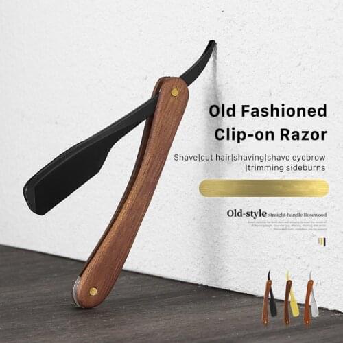 1pc Stainless Steel Folding Shave Knife Brazilian Rosewood Handle Beard Straight Razor Men Manual Hair Trimmer Tools
