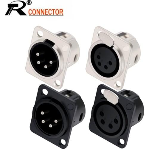 10pcs/lot 4Pin XLR Male / Female Panel Mount XLR Plug Jack Socket Microphone MIC Cable Terminal XLR Chassis Wire Connector