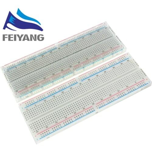 10pcs NEW MB-102 MB102 Breadboard 830 Point Solderless PCB Bread Board Test Develop DIY White/Transparent