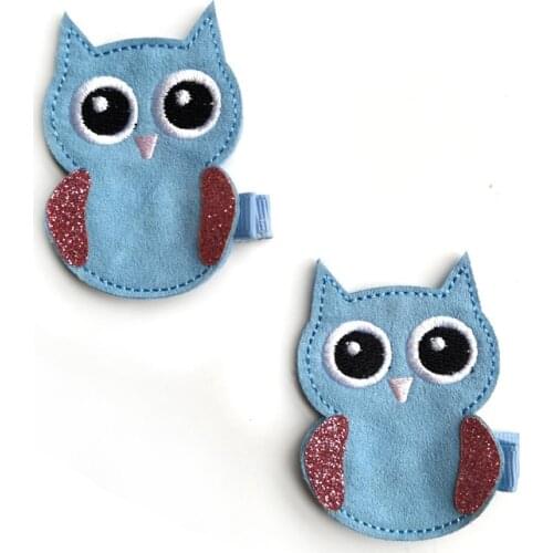 Boutique ins 10pcs Fashion Cute Glitter Embroidery Night Owl Hairpins Felt Animal Hair Clips Princess Headware Hair Accessories