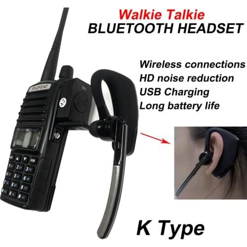2020 Walkie Talkie Bluetooth Wireless Headphone PTT Earpiece Handfree Headset Mic For BaoFeng UV-82 UV-5R BF-888S Two way Radio