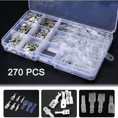 270PCS 2.8/4.8/6.3mm Crimp Terminals Insulated Seal Electrical Wire Connectors Crimp Terminal Connector Assortment Kit