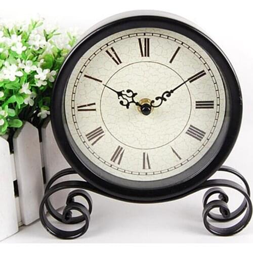6inch European Style Living Room Desk Clock Iron Retro Fashion Simple Sit Clock Creative Bedroom Desktop Clock