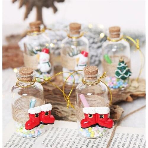 6Pcs Transparent Christmas Wishing Glass Bottle Christmas Party Decorations