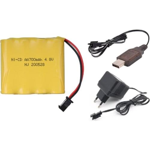 4.8V 700mAh AA NICD Battery and Charger For Rc toys Cars Tanks Robots Boats Guns Parts 4*aa 4.8 V Volt Bateria SM-2P Plug