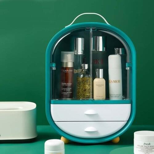 Makeup Organizer Case Acrylic Double-door Cosmetic Box Cosmetic Organizer Desktop Portable Waterproof Makeup Case Storage Boxs