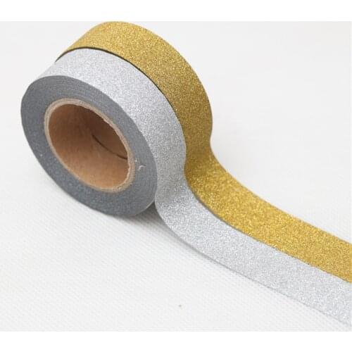 15mm*10m Japanese gold silver Glitter Washi Tape Stationery Kawaii Scrapbooking Tools Masking Tape Adhesiva Decorativa Colored
