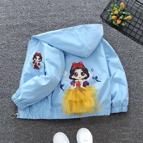 Baby Boys Girls Spring Autumn Jacket Coat Children Cartoon Print Snow White Zipper Hoodie Windproof Outwear Kids Clothes