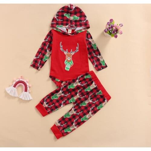Ma&Baby 0-2Years Christmas Newborn Infant Baby Boy Girl Clothes Set Deer Long Sleeve Hooded Romper Pants Xmas Outfits DD40