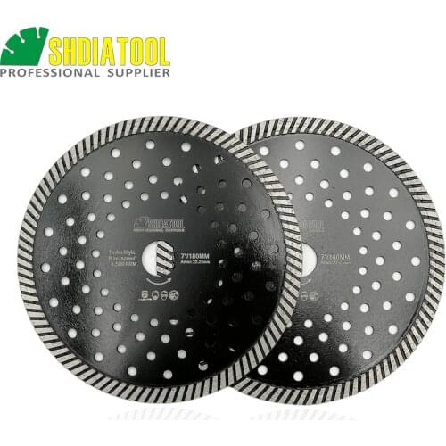 SHDIATOOL 2 pcs 180MM hot pressed Diamond Turbo saw Blade hard material ceramic tile granite cutting disc