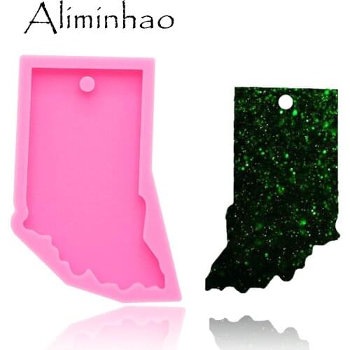 DY0209 Shiny Indiana state shape silicone molds DIY epoxy resin molds for jewelry Decorative Craft Keychain Mold wholesale