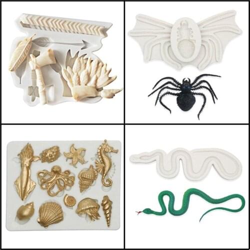 Meibum Ocean Theme Cake Mold Animal Fondant Silicone Mould Clay Resin Molds Sugar Craft Decorating Tools Baking Accessories