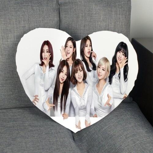 HOT Kpop Custom AOA Pillow Case Heart Shaped Zipper Pillow Cover Satin Soft No Fade Pillow Cases Home Textile Decorative