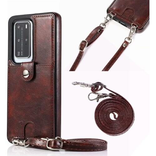 PU Leather Back Case for Huawei P40 P30 Pro P40 Lite Crossbody Wallet Card Case for Huawei Mate 30 Mate 20 Lite Case With Strap