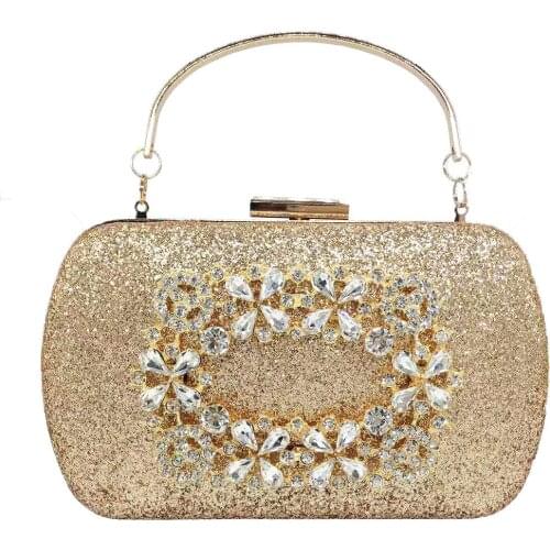 19.5x12CM New Diamond Flap Buckle With Beads Sequins Clutch Bag Diamond-studded Evening Bag Party Dress Messenger Bags a6822