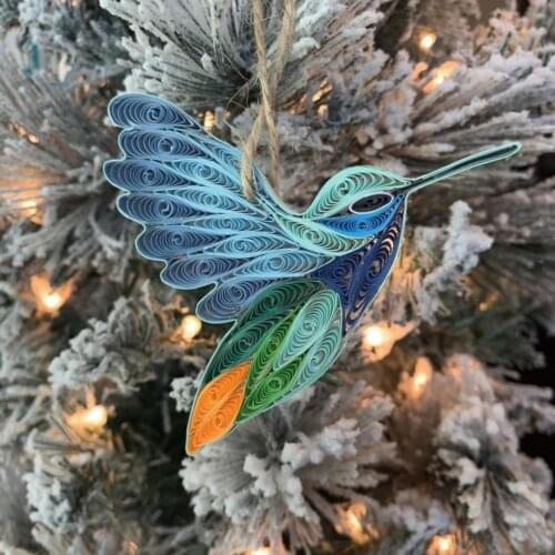 Hummingbird Pendant Decorative Beautiful Exquisite Acrylic Blue Flying Hummingbird Jewelry Bird Pendant for Home Room Accessory