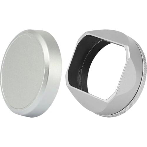 Haoge LH-X54W Square Metal Lens Hood with 49mm Adapter Ring+Metal cap for Fujifilm Fuji X100V X100F X100T X100S X100 X70