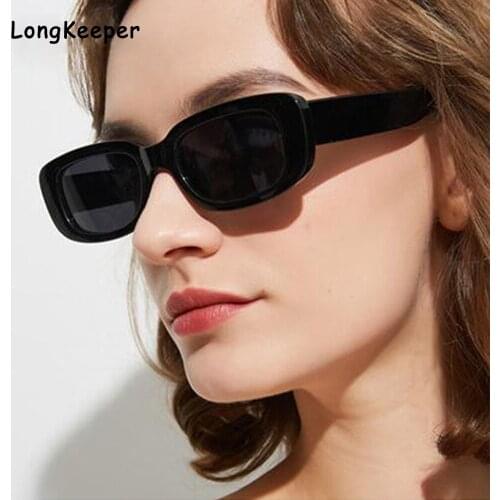 Longkeeper Small Rectangle Sunglasses Women Vintage Brand Designer Square Sun Glasses Shades Female UV400 Retro Travel Eyewears