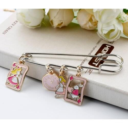 Cartoon Alice Wonderland Enamel Brooches Pins Fashion Metal Anime Brooches Pins Personality Gift For Families/Friends