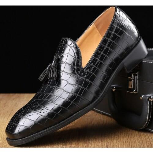 Formal Shoes Men Leather Office Shoes Men Classic Brown Dress Loafers Men Elegant Shoes Luxury Brand Big Size Men Loafers