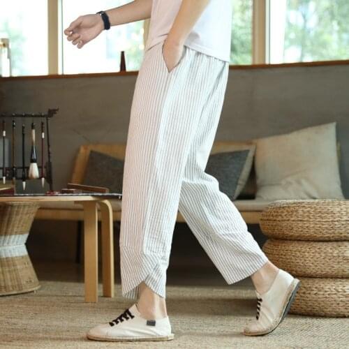 Mens Casual Pants Stripe Pockets Baggy Joggers Fashion Trousers Male Cotton Streetwear Retro Long Pants Plus Size 5XL 2020 New