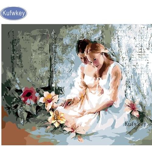 Kufwkey Full Diamond Embroidery sister 5d Diy Diamond Painting Cross Stitch Kits 3D Diamond Mosaic Crafts Home Decor