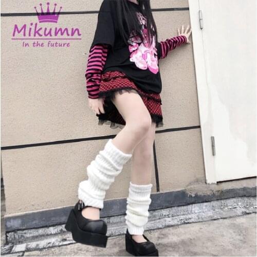 Japanese Harajuku Style Girls Autumn Winter Solid Color Knitted Leg Cover Lolita Kawaii Leg Warmer Socks Heap Heap Socks