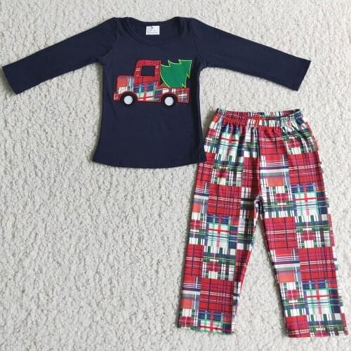New Fashion Kids Designer Clothes Boys Christmas Outfits Embroidery Boutique Baby Boys Clothing Sets Wholesale Children Clothes