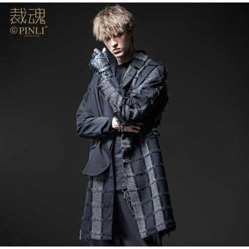 Free Shipping New mens MALE man casual Soul spring 2020 jacket coat autumn dark plaid stitching casual windbreaker BC203103004