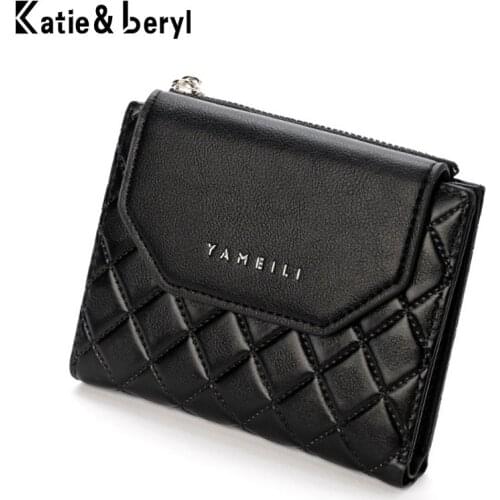 New Plaid Fold Ladies Wallets With Coin Pocket Card Holder PU Leahter Brand Small Wallet Women High Quality Female Mini Purse