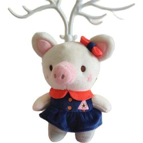 Wholesale 20pcs/lot 10cm cute princess pig plush toys Keychain pink pig doll for girls party gifts