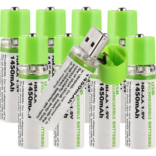 Original USB Rechargeable Battery AA 1.5V 1450mAh Quick Charging Li-po Battery Quality AA Batteries Bateria RoHS CE